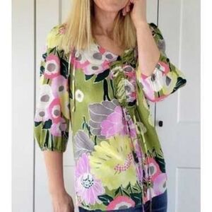Anthropologie Leifsdottir 100% Silk Floral Top